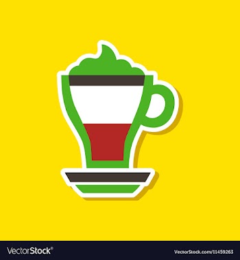 Paper sticker on stylish background cup coffee vector image
