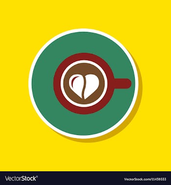Paper sticker on stylish background Cup coffee vector image