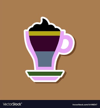Paper sticker on stylish background cup coffee vector image