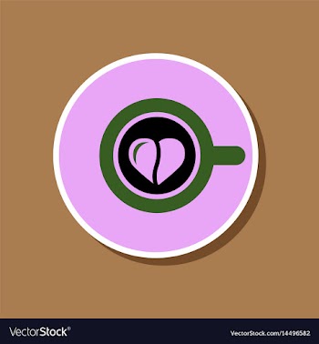 Paper sticker on stylish background cup coffee vector image