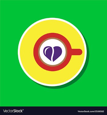 Paper sticker on stylish background cup coffee vector image