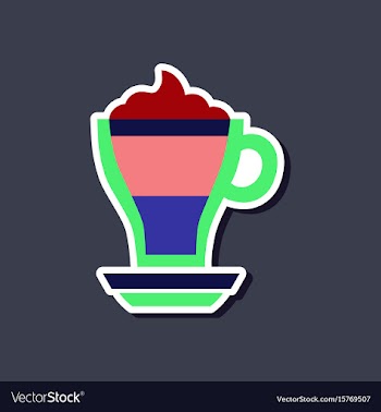 Paper sticker on stylish background cup coffee vector image