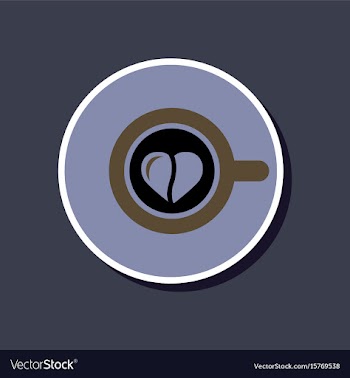 Paper sticker on stylish background cup coffee vector image