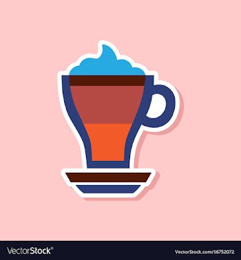 Paper sticker on stylish background cup coffee vector image