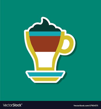 Paper sticker on stylish background cup coffee vector image