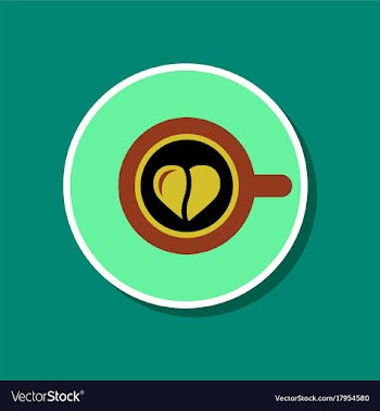 Paper sticker on stylish background cup coffee vector image