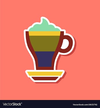 Paper sticker on stylish background cup coffee vector image