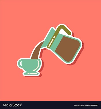 Paper sticker on stylish background cup coffee vector image