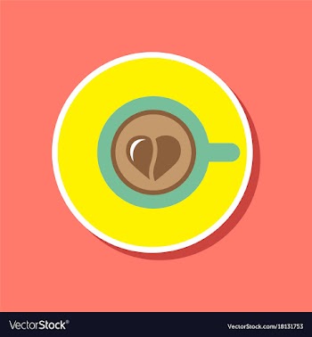 Paper sticker on stylish background cup coffee vector image