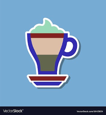 Paper sticker on stylish background cup coffee vector image