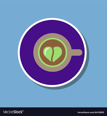 Paper sticker on stylish background cup coffee vector image