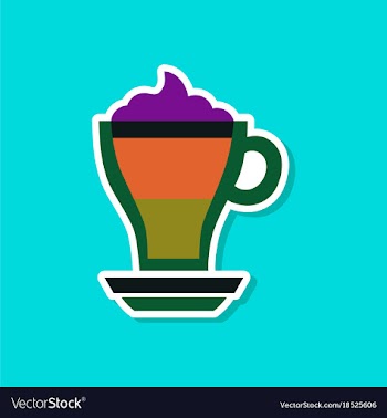 Paper sticker on stylish background cup coffee vector image
