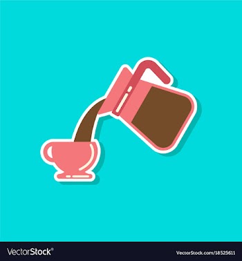 Paper sticker on stylish background cup coffee vector image