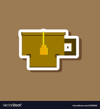 Paper sticker on stylish background cup of tea vector image