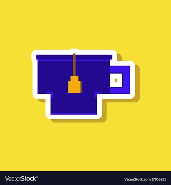 Paper sticker on stylish background cup of tea vector image