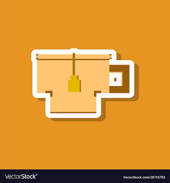 Paper sticker on stylish background cup of tea vector image