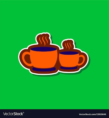 Paper sticker on stylish background cups hot vector image