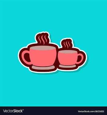 Paper sticker on stylish background cups hot vector image