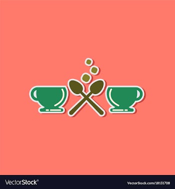 Paper sticker on stylish background cups hot vector image