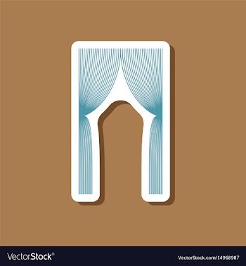 Paper sticker on stylish background curtains vector image