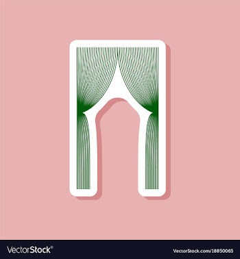 Paper sticker on stylish background curtains vector image