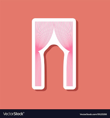 Paper sticker on stylish background curtains vector image