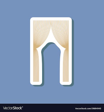 Paper sticker on stylish background curtains vector image