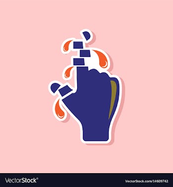 Paper sticker on stylish background cut fingers vector image