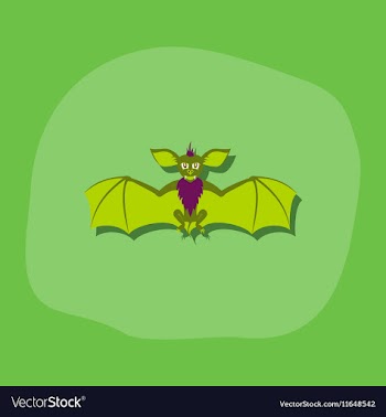 Paper sticker on stylish background cute bat vector image