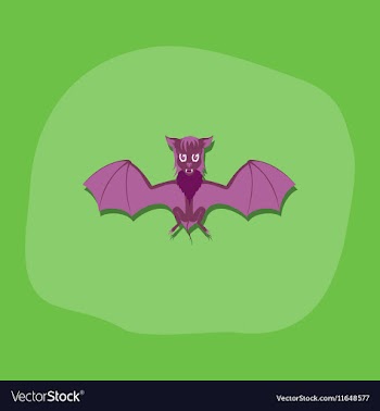 Paper sticker on stylish background cute bat vector image