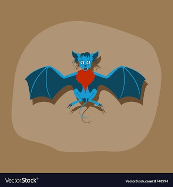 Paper sticker on stylish background cute bat vector image