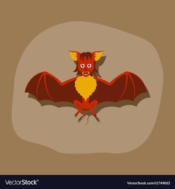 Paper sticker on stylish background cute bat vector image