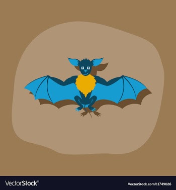 Paper sticker on stylish background cute bat vector image
