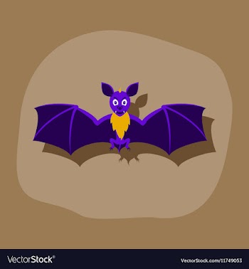 Paper sticker on stylish background cute bat vector image