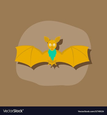 Paper sticker on stylish background cute bat vector image