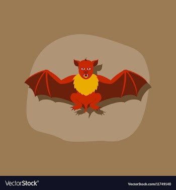 Paper sticker on stylish background cute bat vector image