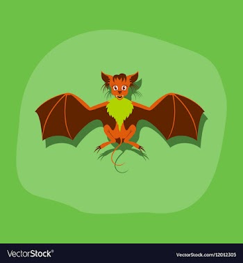 Paper sticker on stylish background cute bat vector image