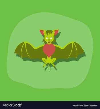 Paper sticker on stylish background cute bat vector image
