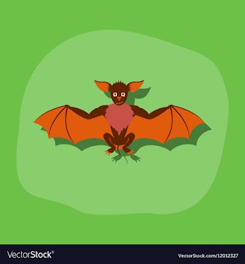 Paper sticker on stylish background cute bat vector image
