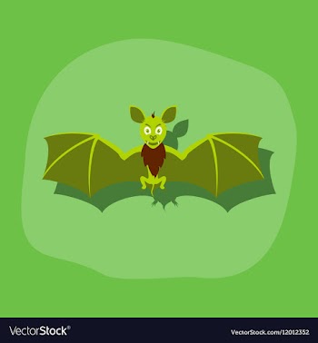 Paper sticker on stylish background cute bat vector image