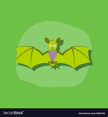 Paper sticker on stylish background cute bat vector image