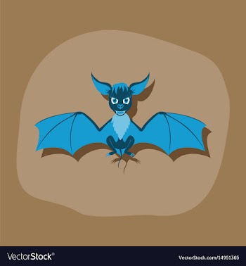 Paper sticker on stylish background cute bat vector image