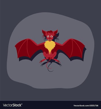 Paper sticker on stylish background cute bat vector image