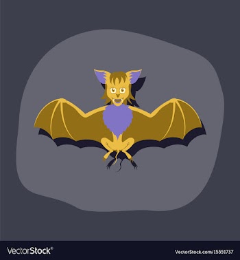 Paper sticker on stylish background cute bat vector image