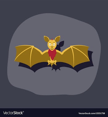 Paper sticker on stylish background cute bat vector image