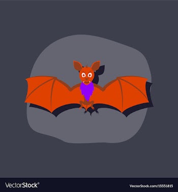 Paper sticker on stylish background cute bat vector image
