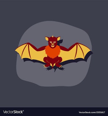 Paper sticker on stylish background cute bat vector image
