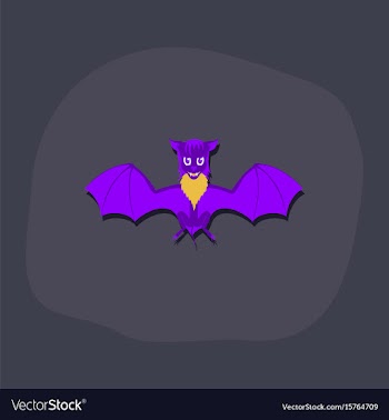 Paper sticker on stylish background cute bat vector image
