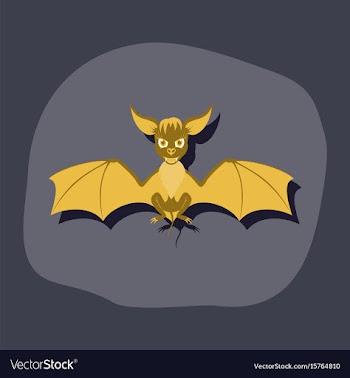 Paper sticker on stylish background cute bat vector image