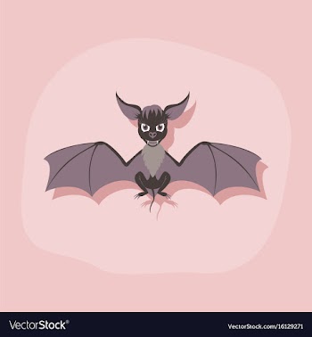 Paper sticker on stylish background cute bat vector image